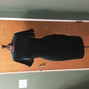 Green velvet Calvin Klein body conbell sleeve dress